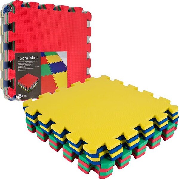 Trademark Global™ 8 Piece Multicolor EVA Foam Exercise Mat, 2/Pack