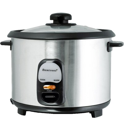 Brentwood 5 Cups Non-Stick Rice Cooker; Stainless Steel/Black