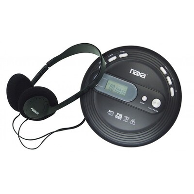 Naxa® NPC-330 Slim Design MP3/CD Player With Anti Shock and FM Scan Radio, Black