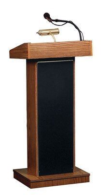 Oklahoma Sound® 46H x 22W x 17D MDF Orator Wireless Ready Sound Lectern; Cherry
