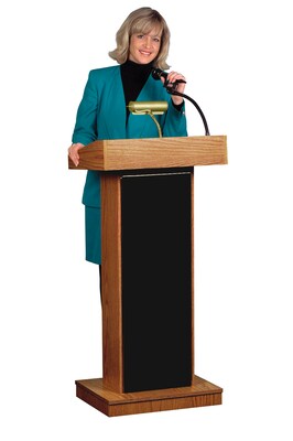 Oklahoma Sound® Corp Sound Podium, Orator Sound Podium, Mahogany, 46Hx22Wx17"D
