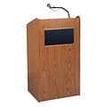 Oklahoma Sound Aristocrat Floor Lectern with Sound System & Wireless Handheld Microphone, Medium Oak