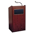 Oklahoma Sound Aristocrat Floor Lectern with Sound System & Wireless Handheld Microphone, Mahogany