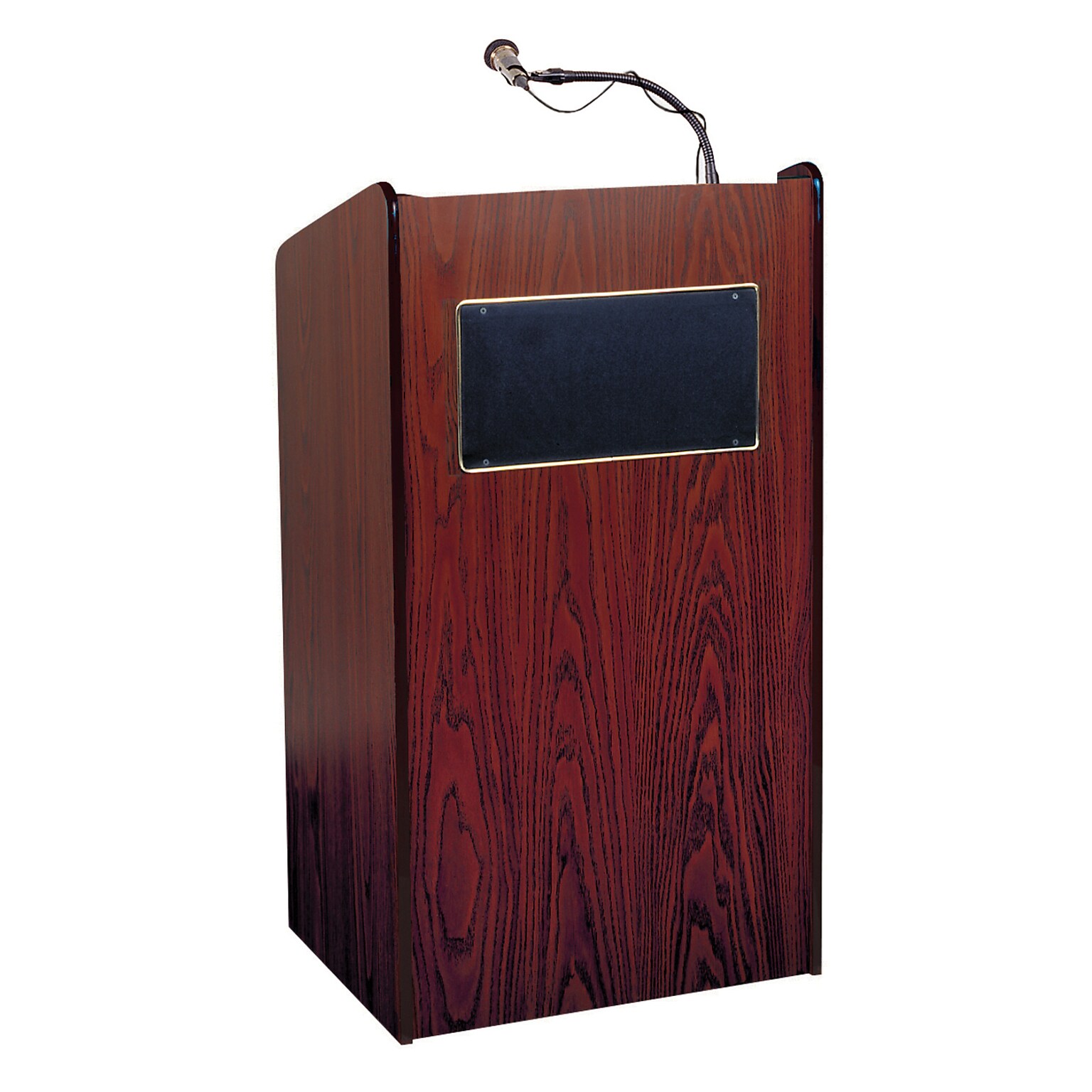 Oklahoma Sound Aristocrat Floor Lectern with Sound System & Wireless Handheld Microphone, Mahogany