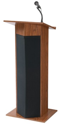 Oklahoma Sound® Corp Sound Podium, Power Plus Full Floor Podium, Medium Oak, 45Hx22Wx17D