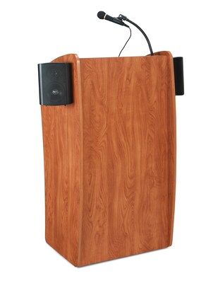 Oklahoma Sound® 46"H x 24"W x 21"D MDF Vision Floor Lectern With Sound, Cherry