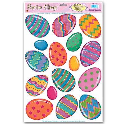 Beistle 12 x 17 Color Bright Easter Egg Clings; 112/Pack