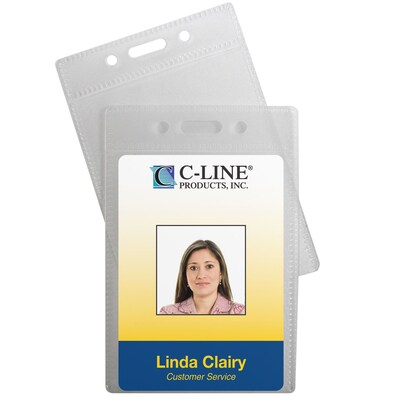 C-Line Vertical ID Badge Holder, Clear, 12/Pack (CLI89723)