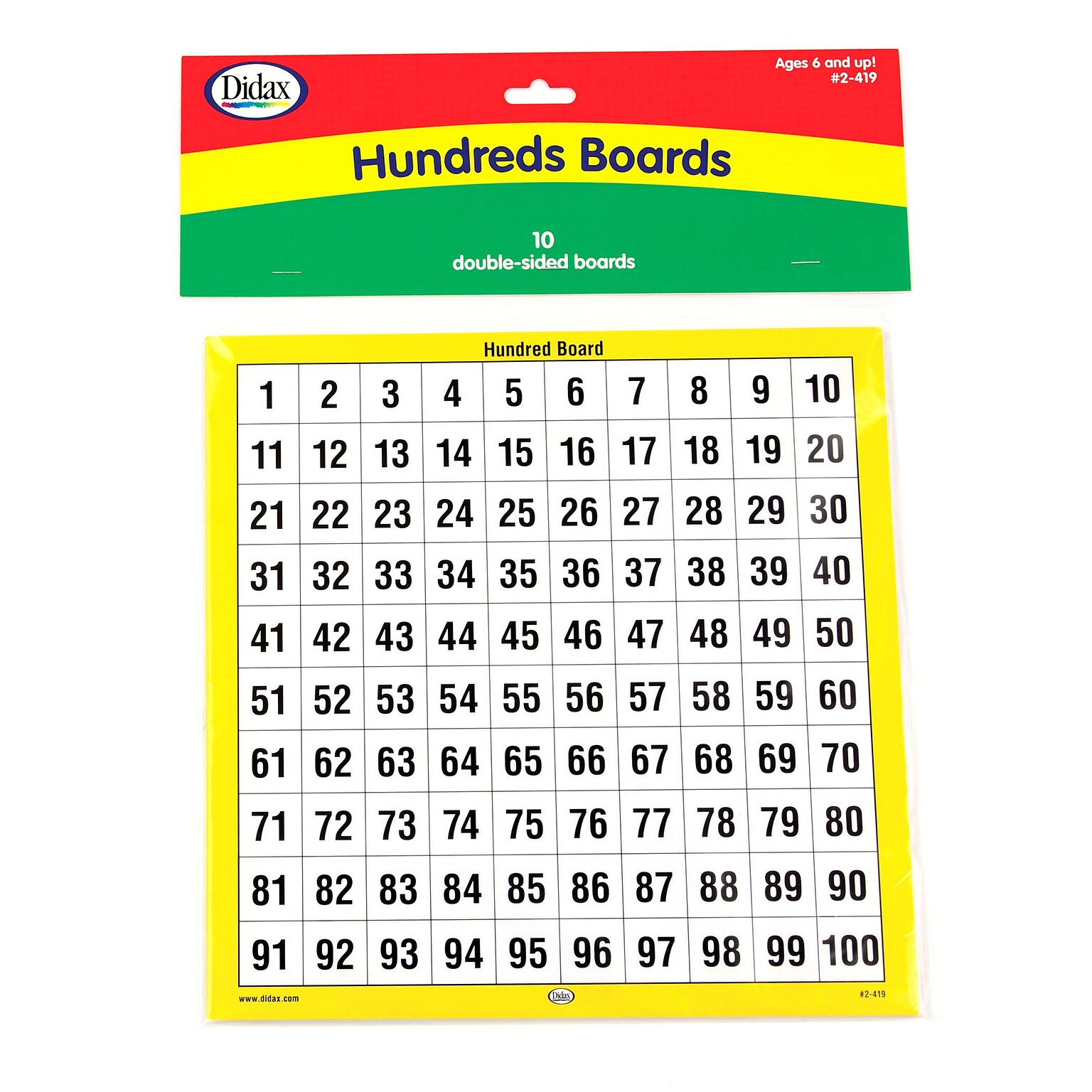 Didax Hundreds Board, Grades 2 - 6, 10/Set