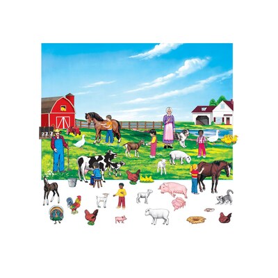 Little Folk Visuals 6 Figures Farm Flannelboard Set With Unmounted Background, 43/Set