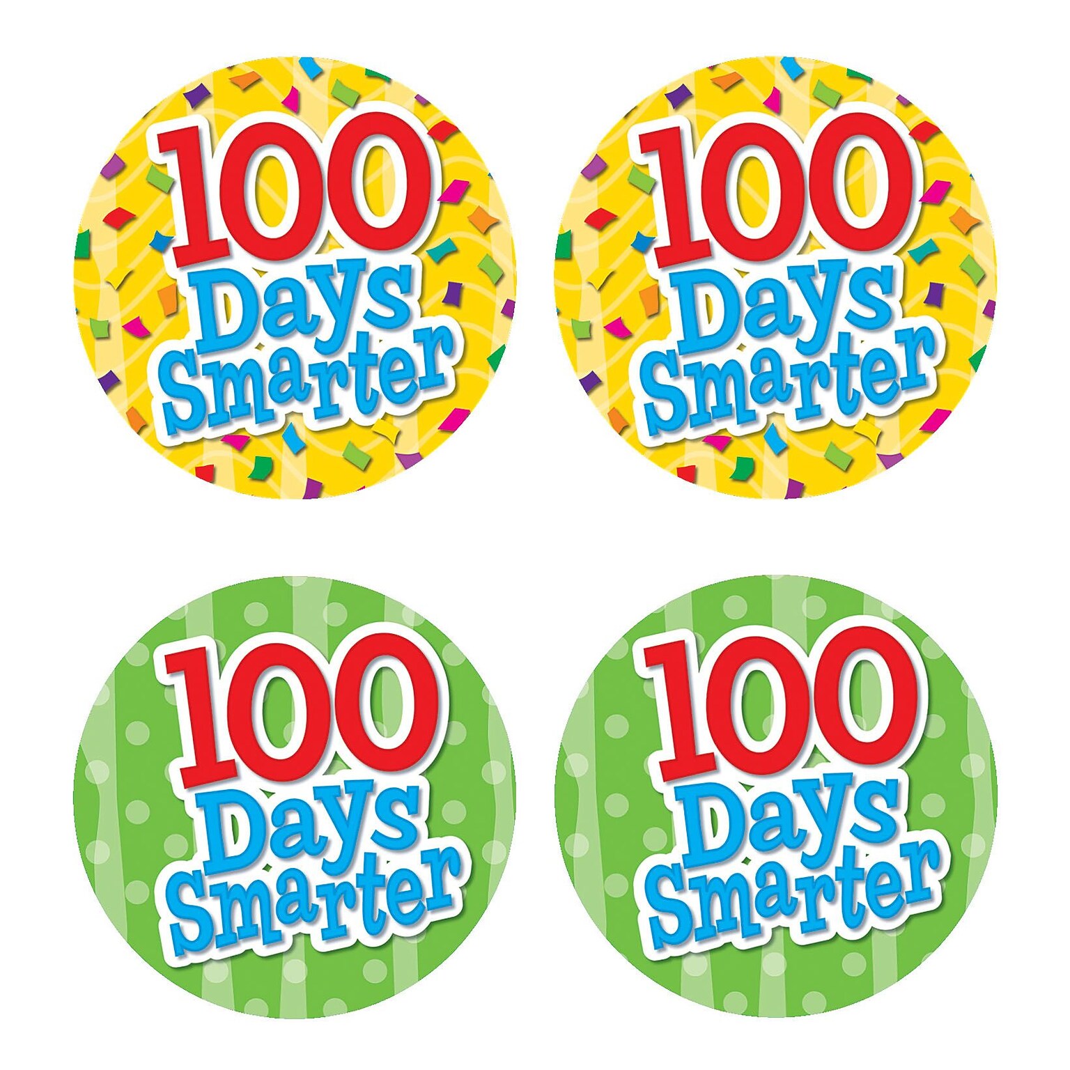 Teacher Created Resources 100 Days Smarter Wear Em Badges, Pack of 32 (TCR5393)