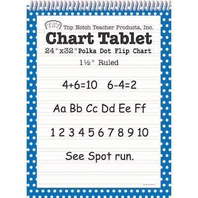 Top Notch Teacher Products Chart Tablet, 24 x 32, 1.5 Ruled Writing Paper, Blue Polka Dot, 25 Sheets (TOP3846)