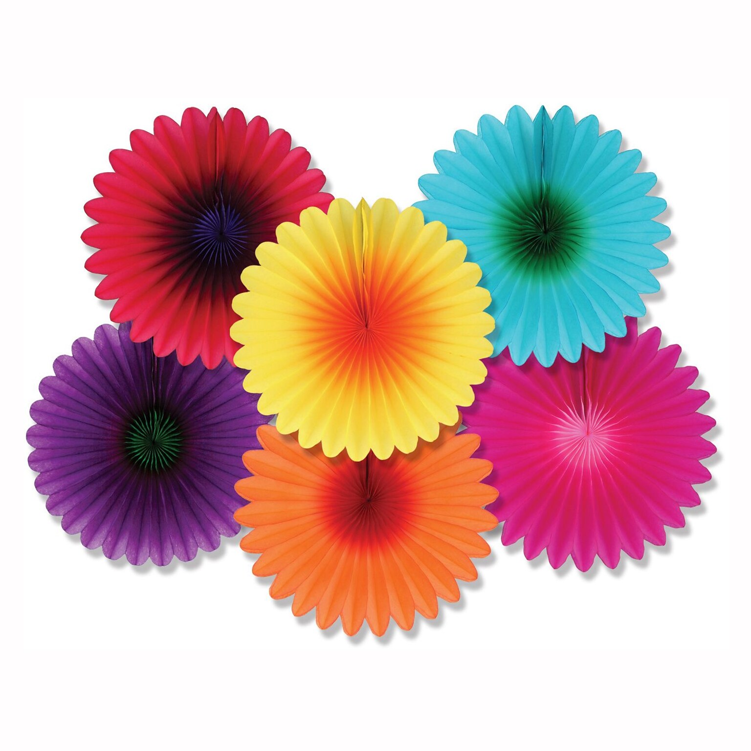 Beistle 6 Mini Flower Fans; Assorted, 18/Pack