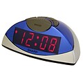 MZB SPC020KF Sharp 0.7 LED Alarm Clock, Blue/Silver