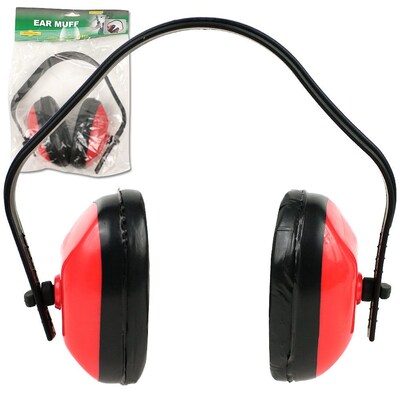 Stalwart™ Fully Adjustable Extra Comfort Ear Muff, Red/Black