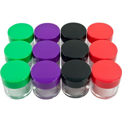 Stalwart™ 20 ml Color Coded Plastic Jar Set, Red/Green/Purple/Black, 12 Pieces/Set