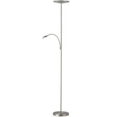 Adesso® Pluto 71H  Satin Steel LED Combo Torchiere Floor Lamp with Flat Disk Shade (5134-22)