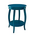 Powell Furniture Round Table with Shelf 24 Tall Solid Wood Teal