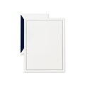 Crane & Co™ Lithographed Pearl White Half Sheet With Envelope, Navy Blue Triple Hairline