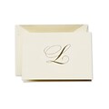 Crane & Co™ Hand Engraved Ecru Initial Note With Envelope, Gold Script L