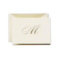 Crane & Co™ Hand Engraved Ecru Initial Note With Envelope, Gold Script M