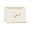 Crane & Co™ Hand Engraved Ecru Initial Note With Envelope, Gold Script P