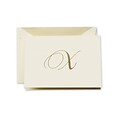 Crane & Co™ Hand Engraved Ecru Initial Note With Envelope, Gold Script X