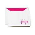 Crane & Co™ Hand Engraved Pearl White Thank You Note With Envelope, Raspberry