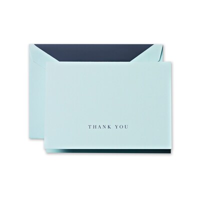 Crane & Co™ Hand Engraved Beach Glass Thank You Note With Envelope, Charcoal Grey