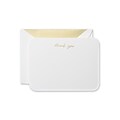 Crane & Co™ Pearl White Round Corner Thank You Card With Envelope, Gold