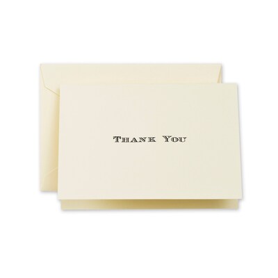 Crane & Co™ Hand Engraved Ecru Thank You Note With Envelope, Black