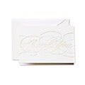 Crane & Co™ Pearl White Thank You Note With Envelope, Gold Flourish