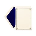 Crane & Co™ Hand Engraved Ecruwhite Printable Invitation Card W/Envelope, Navy/Gold Frame