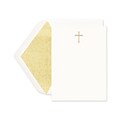 Crane & Co™ Hand Engraved Pearl White Imprintable Invitation Card With Envelope, Gold Cross