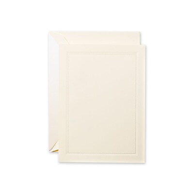 Crane & Co™ Blind Embossed Ecru Printable Invitation Card W/Envelope, Beaded Frame