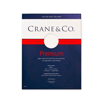 Crane & Co™ 8 1/2 x 11 32 lbs. Letter Sheet, Pearl White