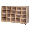 Wood Designs Tip-Me-Not 30H Cubby Storage Unit With 20 Translucent Trays, Birch