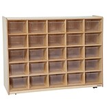 Wood Designs Tip-Me-Not 30H Cubby Storage Unit With 25 Translucent Trays, Birch