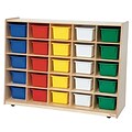 Wood Designs Tip-Me-Not 30H Cubby Storage Unit With 25 Assorted Trays, Birch
