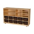 Wood Designs Shelving Storage With 12 Brown Trays, Birch