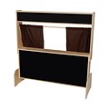 Wood Designs Natural Environments Deluxe Puppet Theater With Flannelboard and Brown Curtains