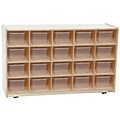 Wood Designs 20 Tray Mobile Shelves Island With 20 Translucent Trays, Birch