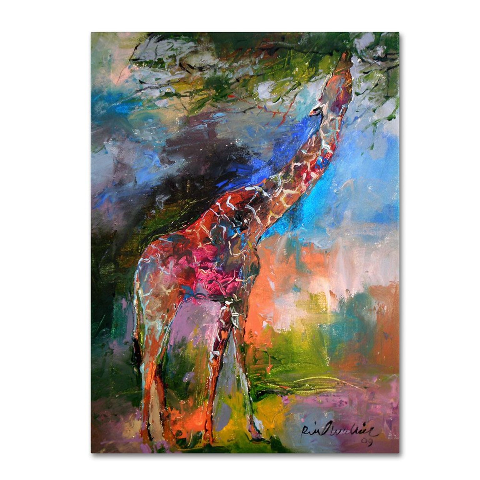 Trademark Fine Art 32 x 24 Wooden Frame Giraffe Artwork