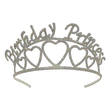 Beistle Glittered Metal Birthday Princess Tiara; Silver