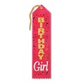 Biestle 2 x 8 Birthday Girl Award Ribbon; Red, 9/Pack