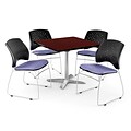 OFM 36 Square Flip-Top Mahogany Table With 4 Chairs, Lavender