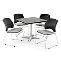 OFM 42 Square Flip-Top Gray Nebula Table With 4 Chairs, Putty