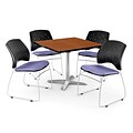 OFM 36 Square Flip-Top Cherry Table With 4 Chairs, Lavender