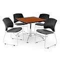 OFM 42 Square Multi-Purpose Cherry Table With 4 Chairs, Gray
