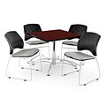 OFM 36 Square Multi-Purpose Mahogany Table With 4 Chairs, Putty